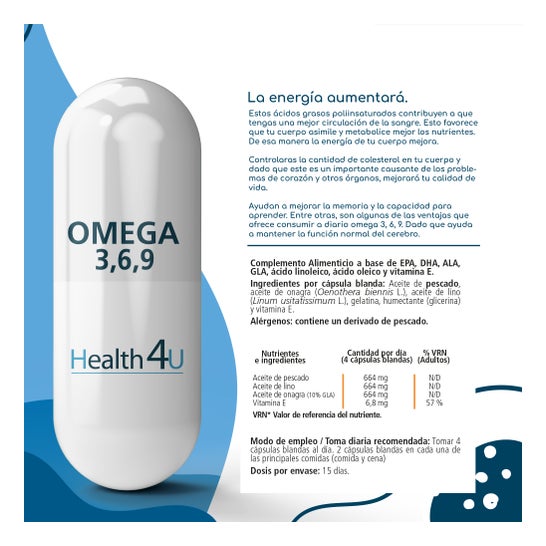 H4U Omega 3,6,9 60 cápsulas blandas