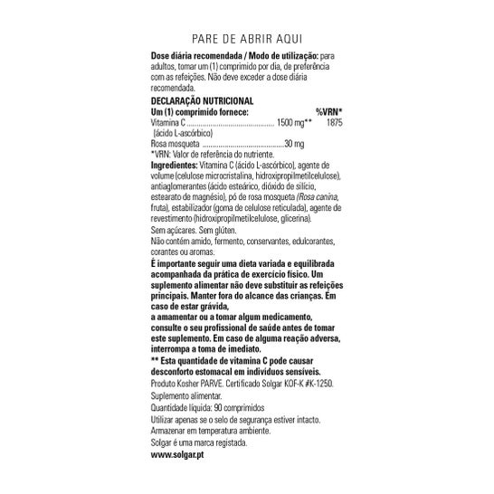 Solgar Vitamina C 1500 mg Escaramujo 90 comp