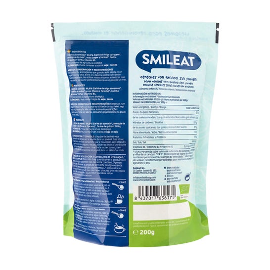 Smileat Papilla Ecológica de Cereales Quinoa Sin Gluten 200 g