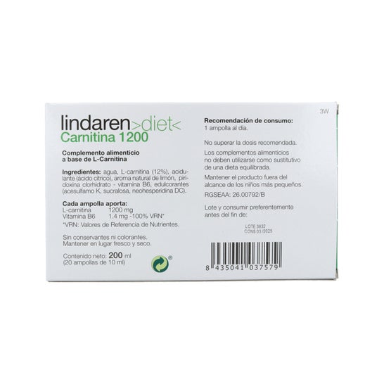 Artesanía Agrícola Lindaren L-Carnitina 20 Ampollas