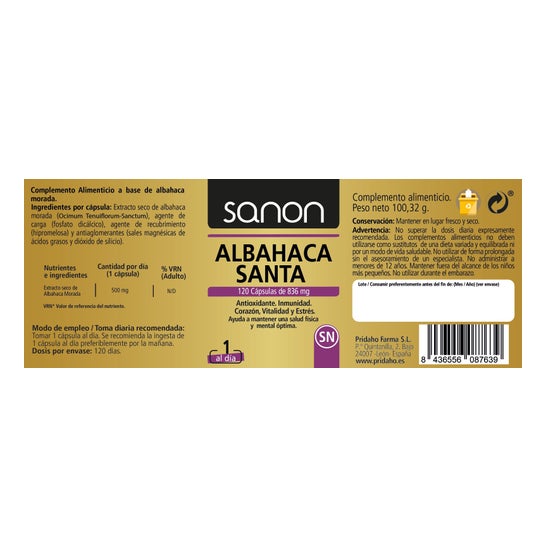 Sanon Albahaca Santa 836mg 120caps