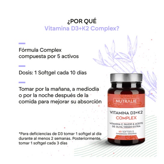 Nutralie Vitamina D3+K2 Complex 10000 UI + Vitamina C 60softgels