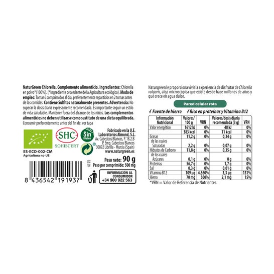 Naturgreen Experience Chlorella Ecológica 180 comp