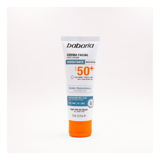 Babaria Crema Facial Hidratante Spf50+ Ácido Hialurónico 75ml