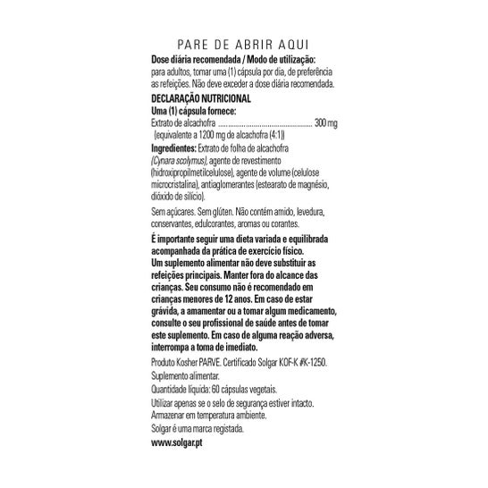 Solgar Alcachofa Extracto de Hoja 60vcaps