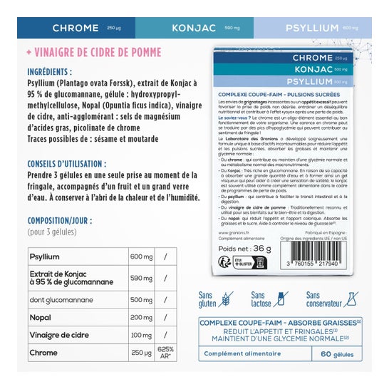 Granions Complejo Inhibidor del Apetito 60caps