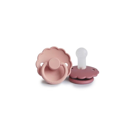 Frigg Daisy Silicone Pacifier Blush Rose 0M+ 2uds