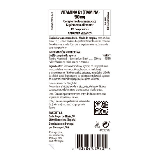 Solgar Vitamina B1 Tiamina 500mg 100comp
