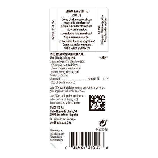 Solgar Vitamina E 200 UI 134 mg 50 perlas vegetales