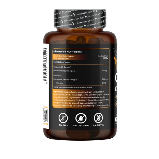 Sevens Nutrition Cúrcuma C3 Reduct con BioPerine 120 perlas