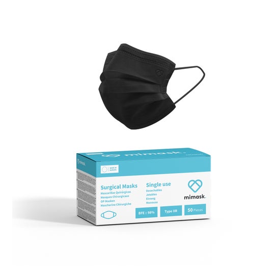 MiMask kirurgiske masker IIR sort 50 stk