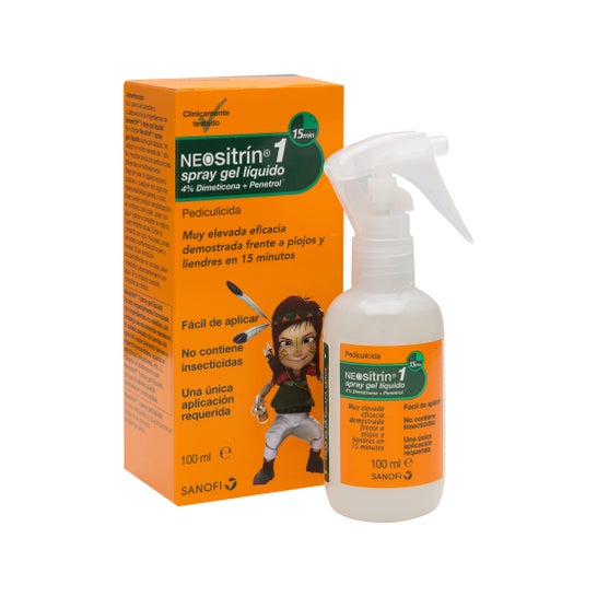 Neositrin Spray Gel tratamiento 15min para liendres y piojos 100ml