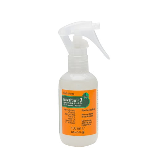 Neositrin Spray Gel - Elimina 100% piojos y liendres en 1 minuto y en 1  aplicación & Neositrin Pack Champu (100ml) + Spray gel(60ml) para eliminar  piojos y liendres en 1 minuto : : Belleza