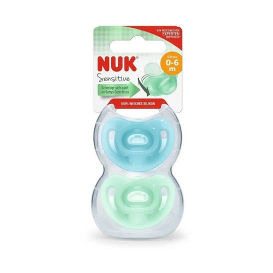 Nuk Sensitive Chupete Silicona 0-6 Meses Azul Verde 2uds