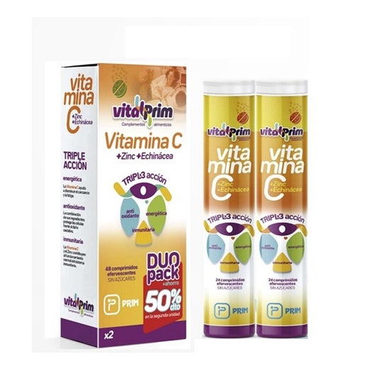 VitalPrim Pack Vitamina C Triple Acción Efervescentes 2x24comp