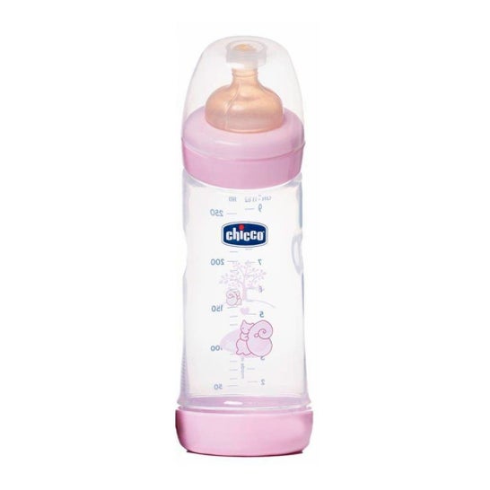 Chicco Juego de 4 biberones anticólicos de color rosa, para bebés a partir  de 0 hasta 6 meses de edad, tetinas de silicona con efecto mamá 0 m + y 2 m