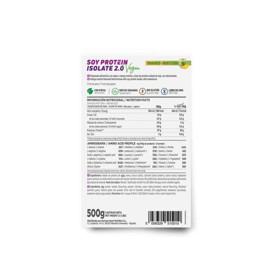 HSN Proteína de Soja Aislada 2.0's Mango Matcha 500g