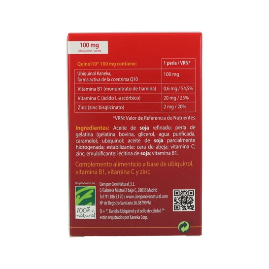 100% Natural Quinol10 60 Perlas de 100 mg