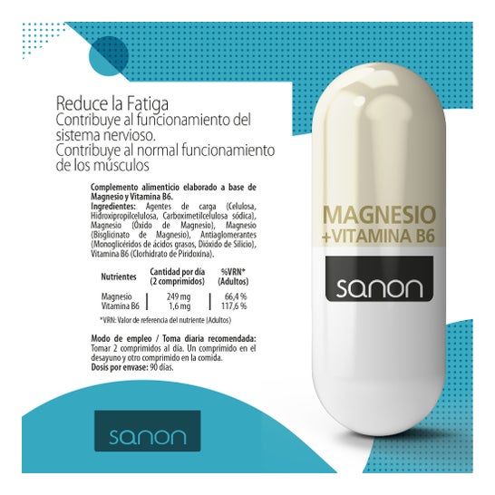 Sanon Magnesio + Vitamina B6 180comp