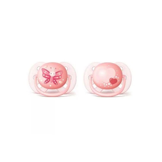 Avent Pack Chupetes Ultra Soft Decorado Rosa 0-6m 2uds