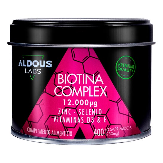 Aldous Labs Biotina Zinc Selenio Vitamina D3 y Vitamina E 250mg 400comp