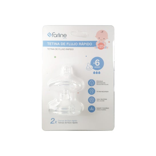 Farline Baby Fopspeen Snelle Stroom +6M 2 stuks