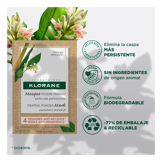 Klorane Mascarilla en Polvo Tratante a la Galanga 8 sobres x 3g