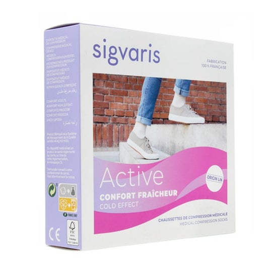 Sigvaris 2 Active Confort Fraicheur Calcetín M Écru ML 1 Par