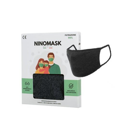 Ninomask Mascarilla de hombre color asfalto + 20 filtros