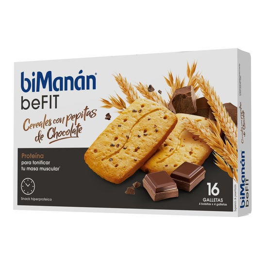 biManán® Pro galletas cereales con pepitas de chocolate 16uds