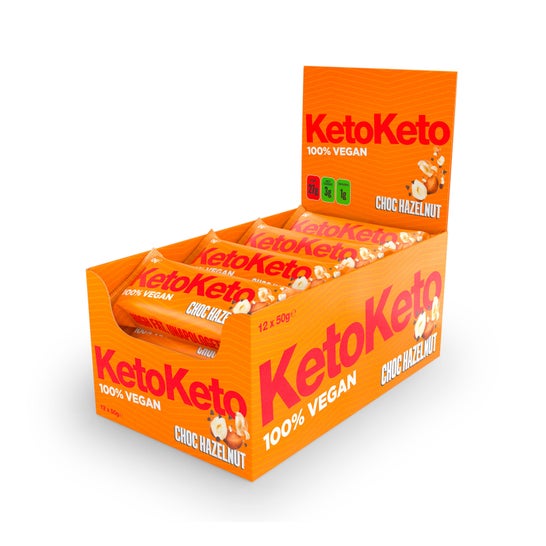 Keto Keto Pack veganistische cacao en hazelnoot repen 12x50g