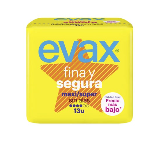 Evax Compresas Fina y Segura Sin Alas Maxi Super 13uds