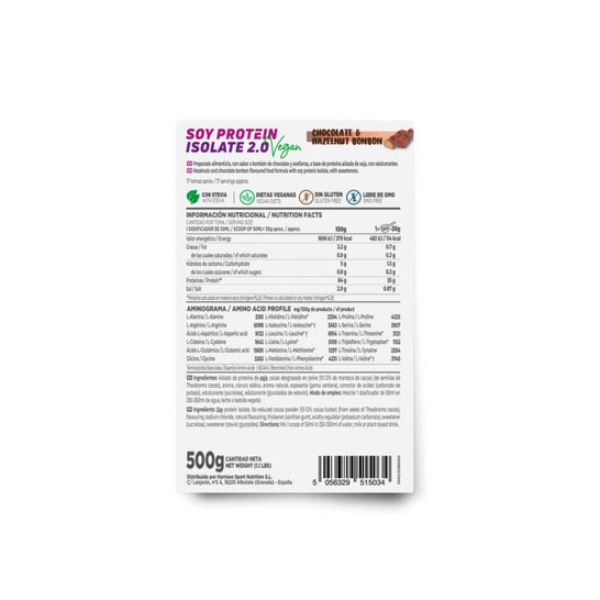 HSN Proteína de Soja Aislada 2.0's Bombón de Chocolate y Avellanas 500 g
