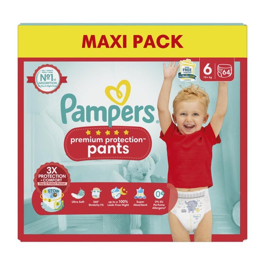 Pampers Premium Protection Pants Pañal-Braga 6 Maxi 64uds