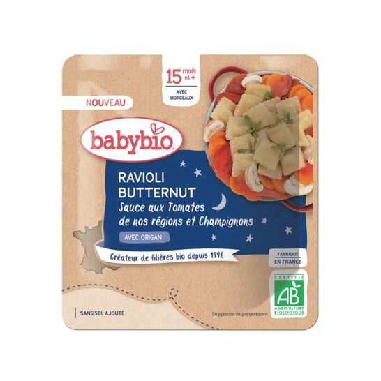 BabyBio Ravioli Butternut Salsa Tomate Champiñones Bio 195g
