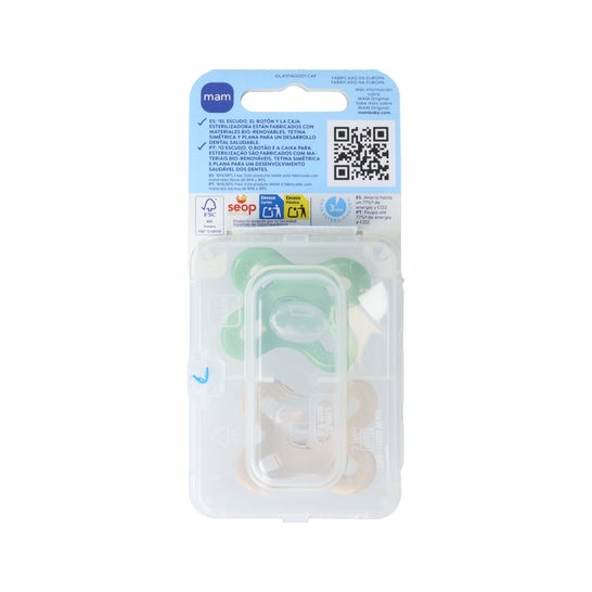 MAM Start Pure Chupete Silicona 0-2 M Verde Beige 2 uds