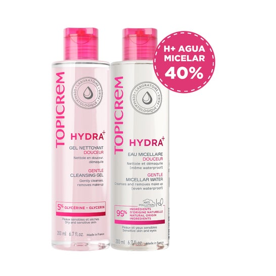 Topicrem Hydra+ Set Gel Limpiador 200 ml + Agua Micelar 200 ml