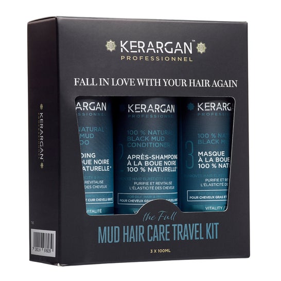 Kerargan Kit de Viaje Revitalizante Barro Negro 3x100ml