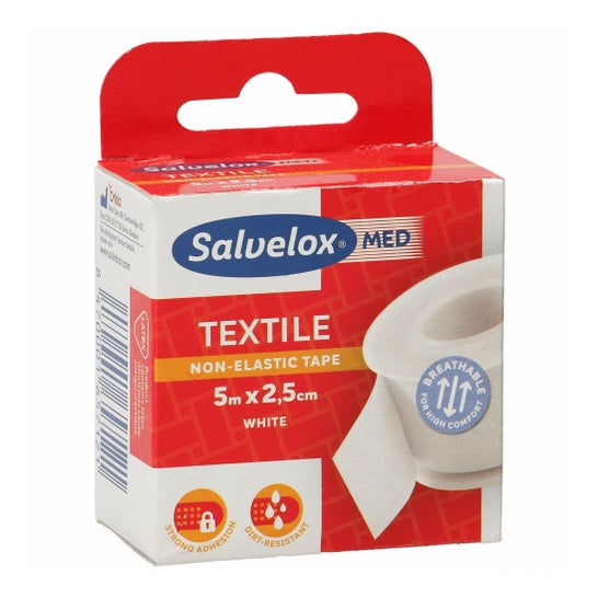 Salvelox textielverband wit 5mx2.5cm 1ud