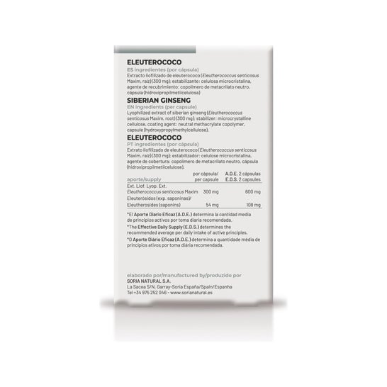 Eleuterococo Xxl 30 caps Soria Natural
