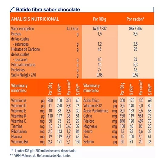 Meritene Fuerza y Vitalidad Fibra Chocolate 14 sobres Meritene Fuerza y Vitalidad Fibra Chocolate 14 sobres