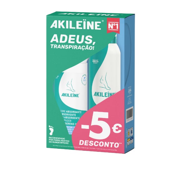 Akileïne Polvo Absorbente Antitranspirante 75 g + Spray Calzado 150 ml