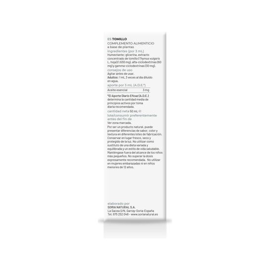 Extracto Tomillo Xxi 50 ml Soria Natural