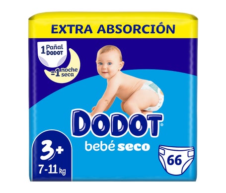 Dodot Bebé Seco Pañal Talla 3+ 7-11Kg 66uds