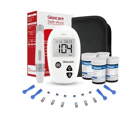 Sinocare Safe Accu Kit Medidor Glucómetro + 100 + Punción