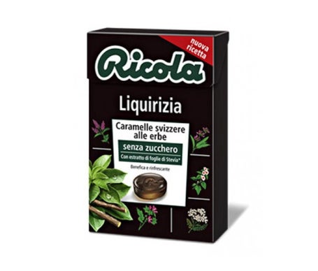 Ricola Swiss Regaliz Caramelo Hierbas sin Azúcar Bio 50g