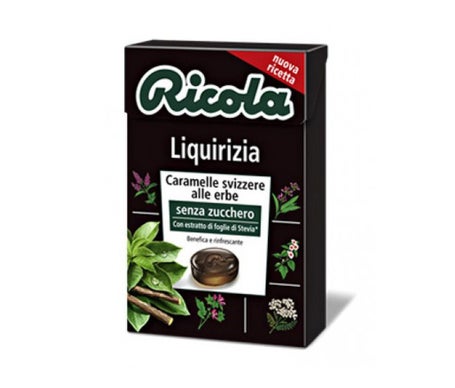Ricola Swiss Regaliz Caramelo Hierbas sin Azúcar Bio 50g