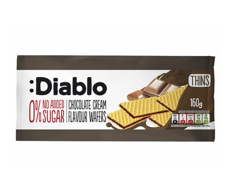 :Diablo Chocolate Cream Flavour Wafers Thins No Added Sugar 160g | Natural Doctor