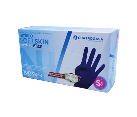Cuatrogasa Guante Nitrilo SoftSkin Sin Polvo Azul S 100uds