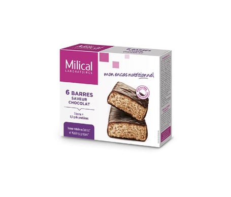 Milical Nutrition Barras adelgazantes de chocolate hiperprotegidas 6 uds